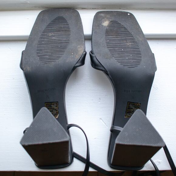 Princess Polly Black Square-Toe Triangle-Heel Gladiator Sandals Size 8 - Picture 7 of 8